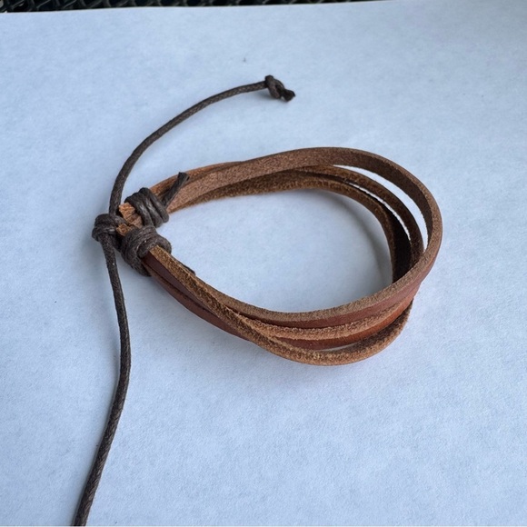 Brown Faux Leather Wrap Bracelet - Picture 3 of 5